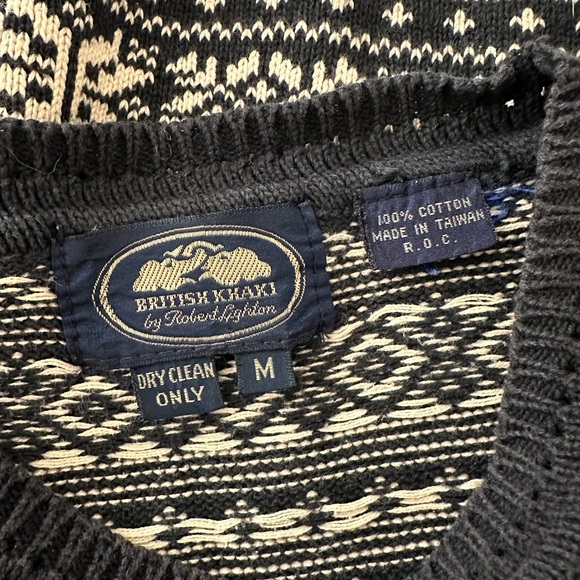 Vintage Winter Print Navy Short Sleeve Sweater - Picture 4 of 4